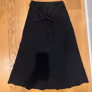 Aritzia Wilfred Black Midi Skirt with Tie, Size XS